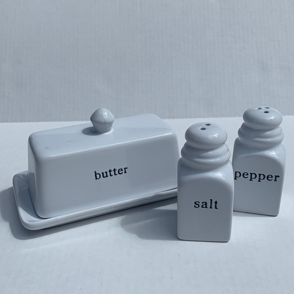 NWOT butter salt and pepper holders